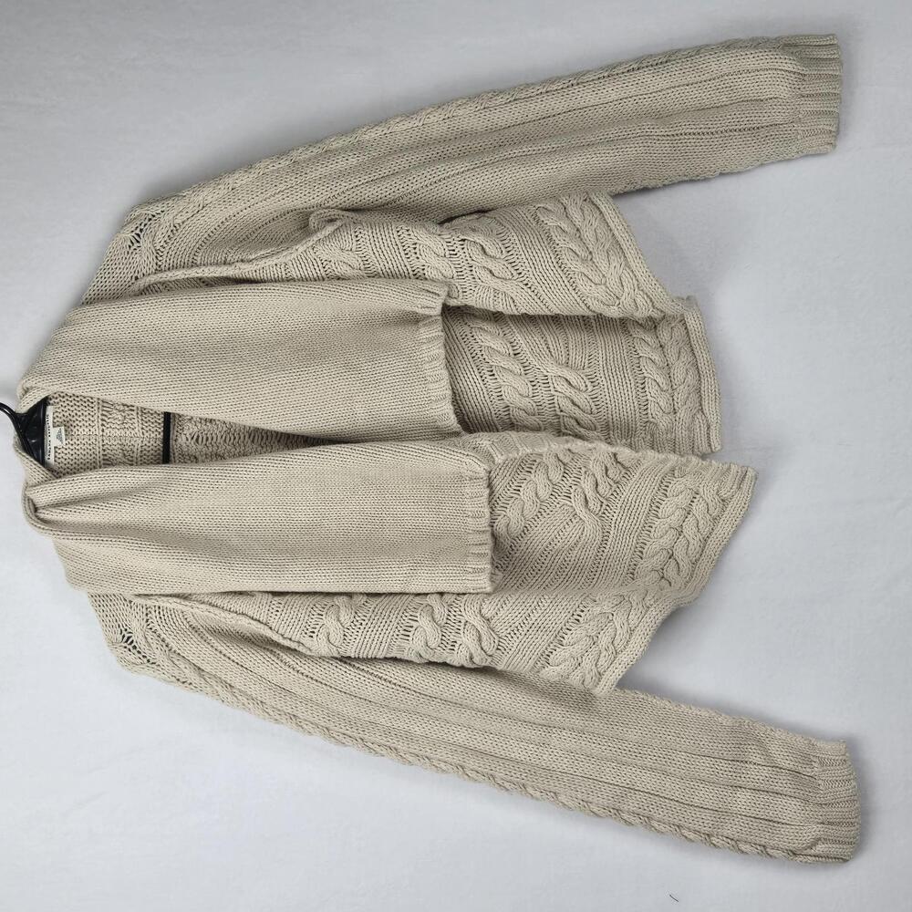 Banana Republic Chunky Knit Cardigan Shawl Collar Cropped Cream Size XL